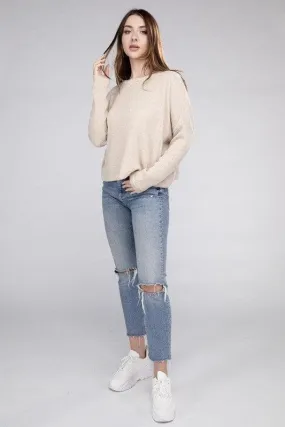 ZENANA Ribbed Dolman Long Sleeve Sweater