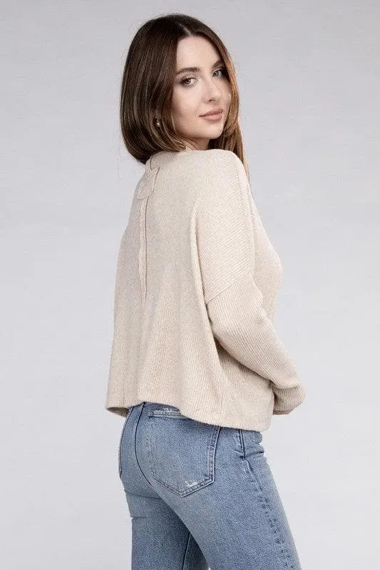 ZENANA Ribbed Dolman Long Sleeve Sweater