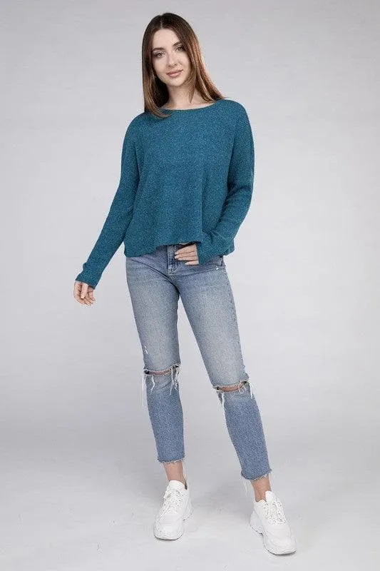 ZENANA Ribbed Dolman Long Sleeve Sweater