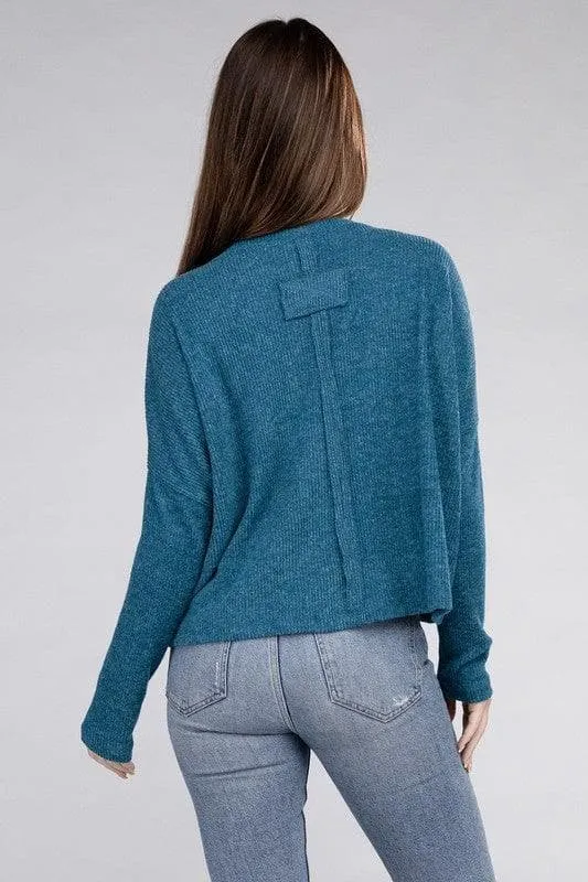 ZENANA Ribbed Dolman Long Sleeve Sweater